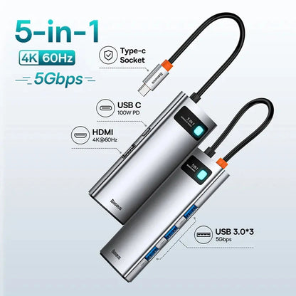 USB-C Hub to HDMI, USB 3.1, Ethernet & SD/TF Card Reader Docking Station for MacBook - Smarsty