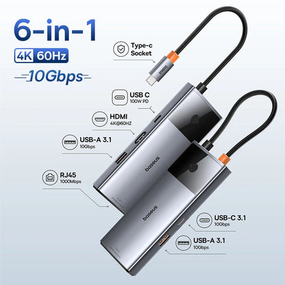 USB-C Hub to HDMI, USB 3.1, Ethernet & SD/TF Card Reader Docking Station for MacBook - Smarsty