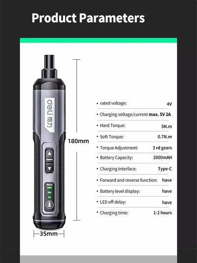 Cordless Electric Screwdriver 2000mAh Rechargeable Power Tool - Smarsty