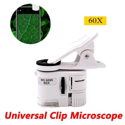 60X Portable Clip Microscope with LED Light - Smarsty