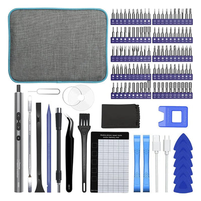 Mini Electric Screwdriver Set with LED Lights and Magnetic Mat - Smarsty