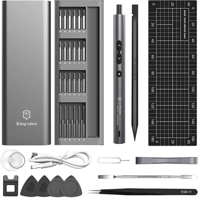 Mini Electric Screwdriver Set with LED Lights and Magnetic Mat - Smarsty