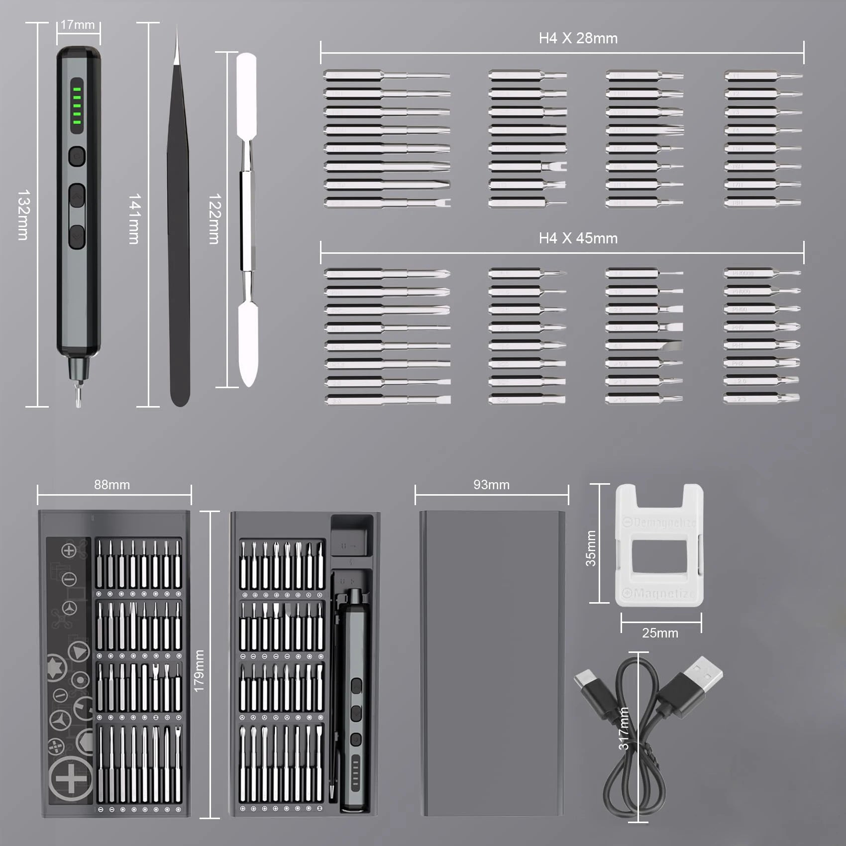 Mini Precision Electric Screwdriver Set with 64 Bits - Smarsty