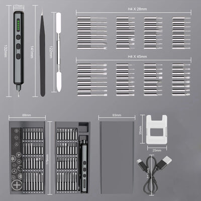 Mini Precision Electric Screwdriver Set with 64 Bits - Smarsty