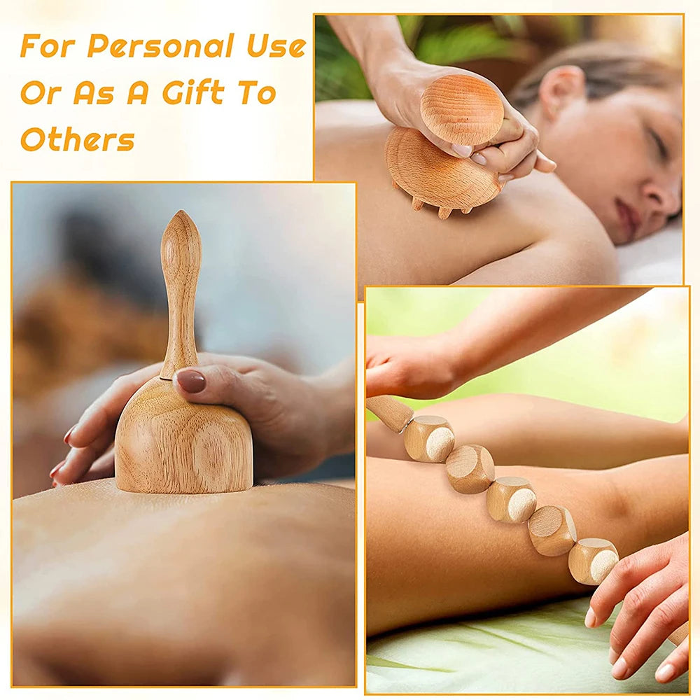 6 In 1 Wooden Massage Tool Set for Lymphatic Drainage - Smarsty