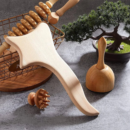 6 In 1 Wooden Massage Tool Set for Lymphatic Drainage - Smarsty