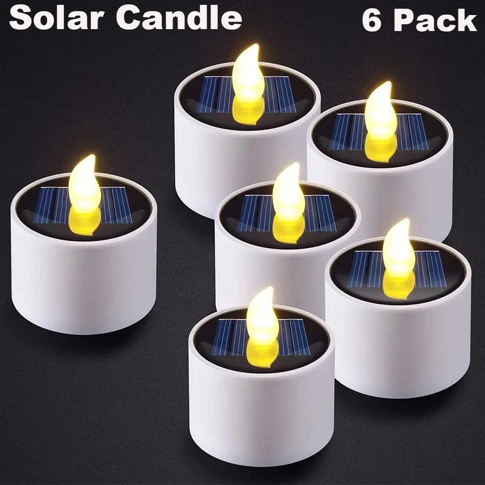 Solar Tea Light LED Candles Waterproof Rechargeable For Outdoor Decor - Smarsty