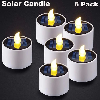 Solar Tea Light LED Candles Waterproof Rechargeable For Outdoor Decor - Smarsty