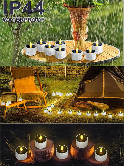 Solar Tea Light LED Candles Waterproof Rechargeable For Outdoor Decor - Smarsty