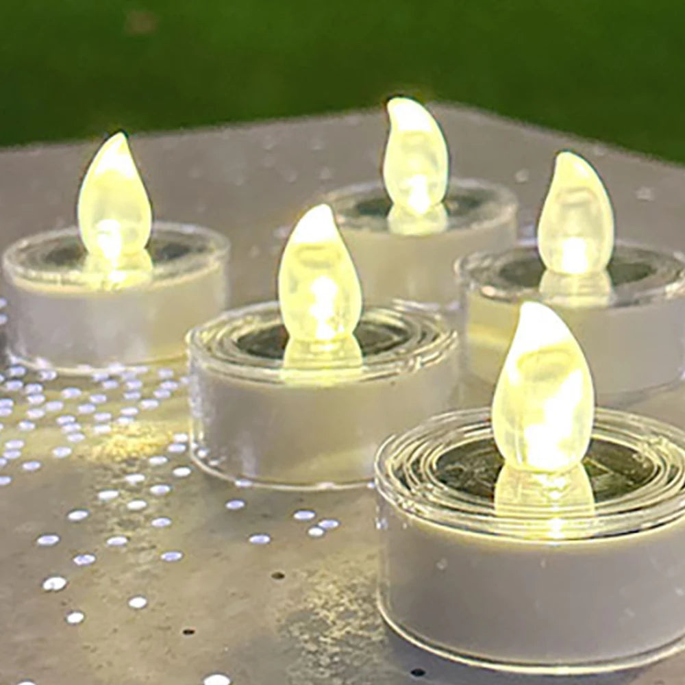 Solar Tea Light LED Candles Waterproof Rechargeable For Outdoor Decor - Smarsty