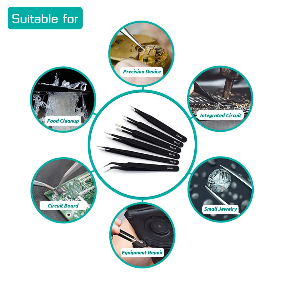 Stainless Steel Curved Nail Art Tweezers for Precision Picking - Smarsty