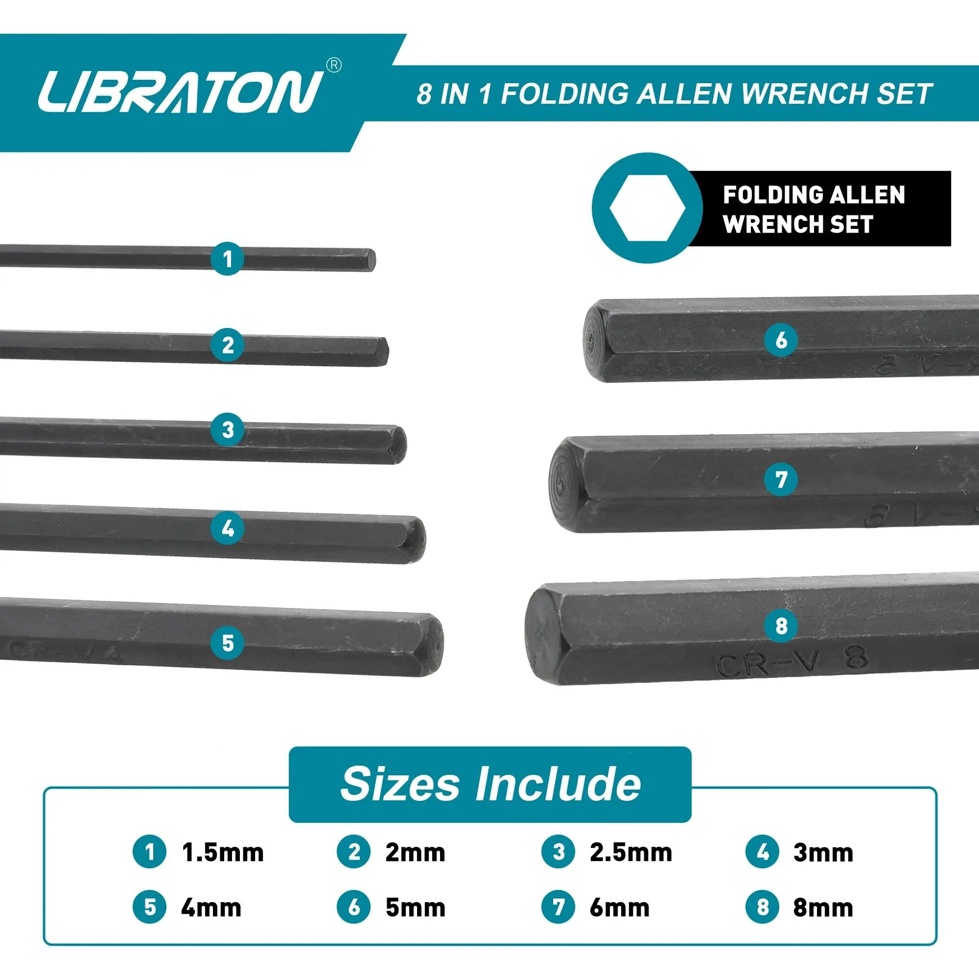 8 in 1 Folding Allen Wrench Set Portable Tool - Smarsty