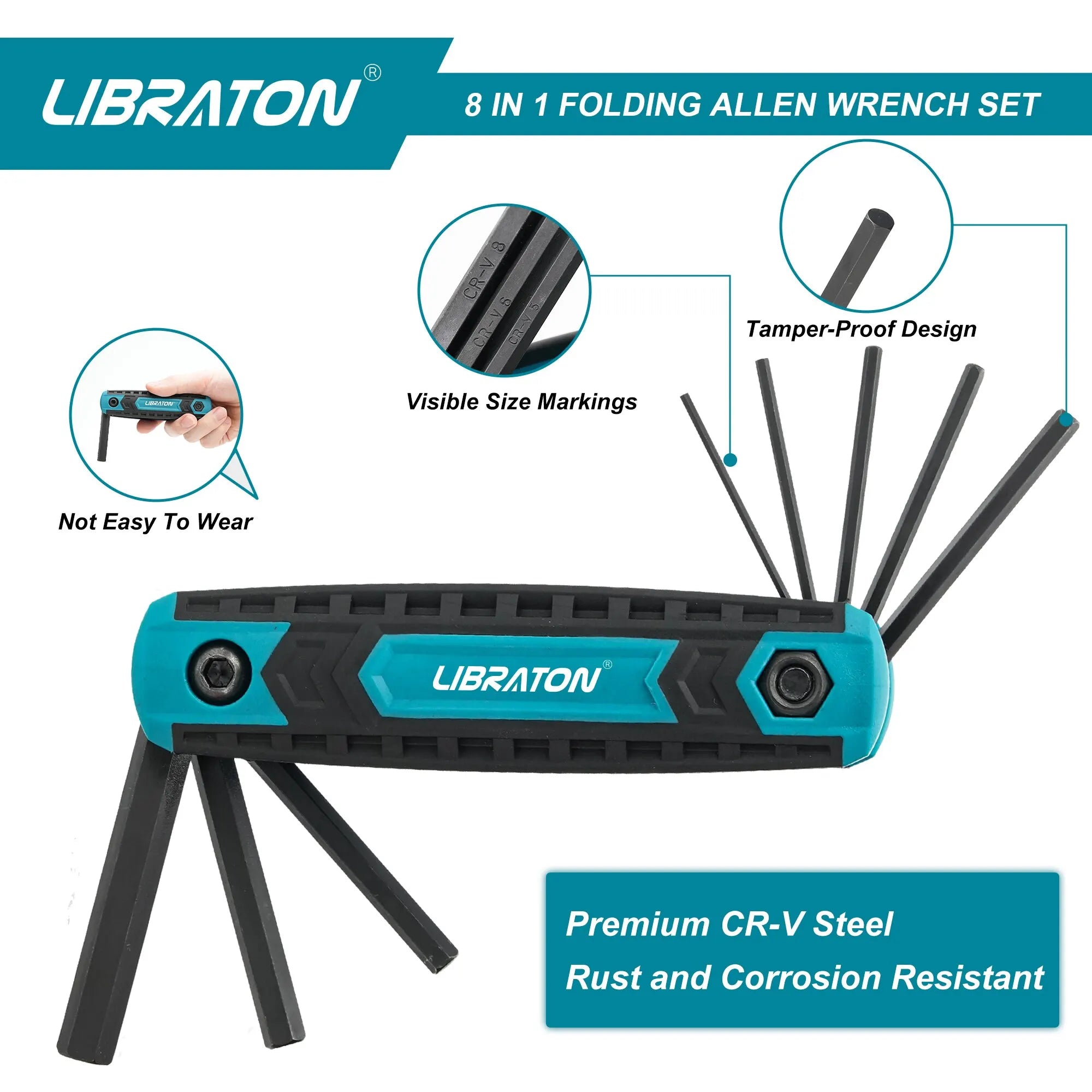 8 in 1 Folding Allen Wrench Set Portable Tool - Smarsty
