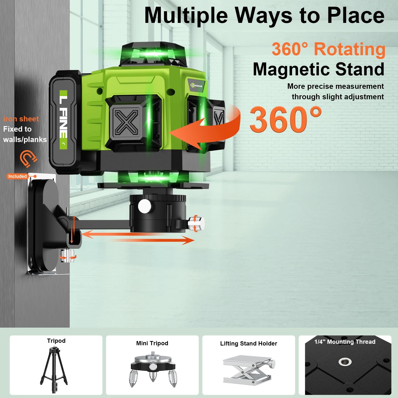 LFINE 16 Line Laser Level with Remote Control 360 Degree Self Leveling - Smarsty