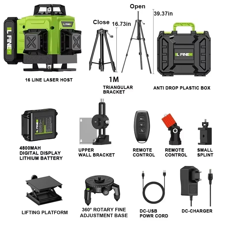 LFINE 16 Line Laser Level with Remote Control 360 Degree Self Leveling - Smarsty