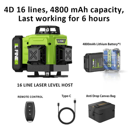 LFINE 16 Line Laser Level with Remote Control 360 Degree Self Leveling - Smarsty
