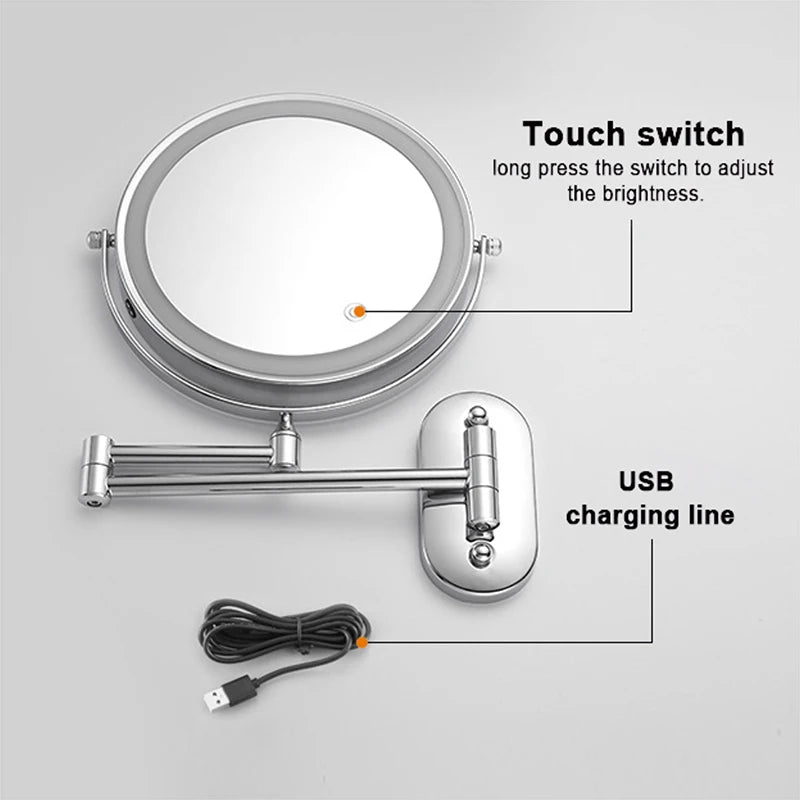 8 Inch Chrome Makeup Mirror with Dual Magnification - Smarsty