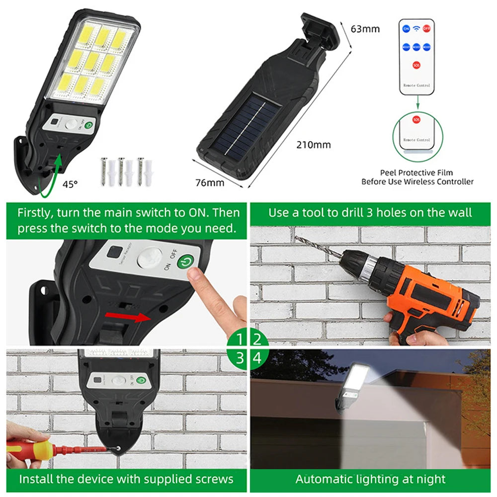 Solar Wall Lamp with Motion Sensor for Outdoor Lighting - Smarsty