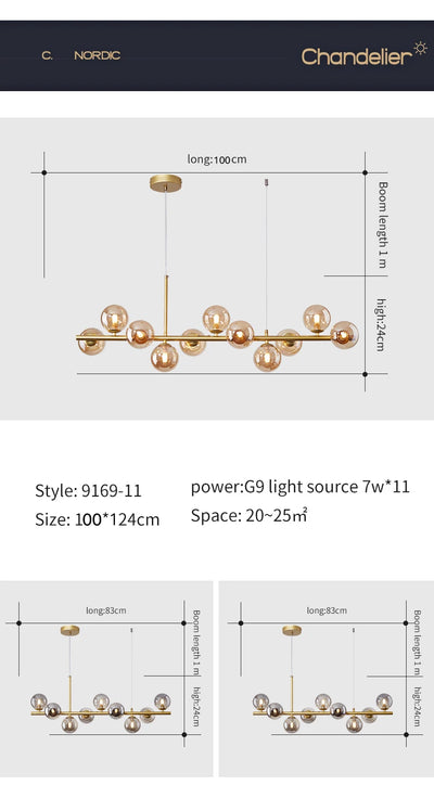 Nordic Modern LED Pendant Light with Glass Balls - Smarsty