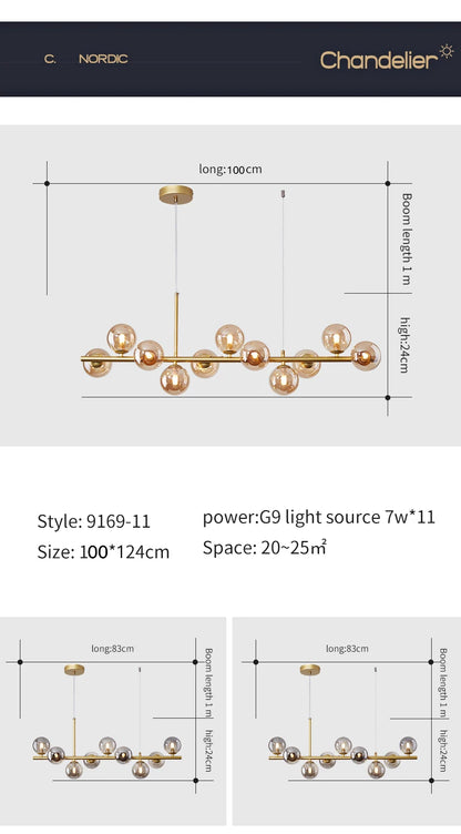Nordic Modern LED Pendant Light with Glass Balls - Smarsty