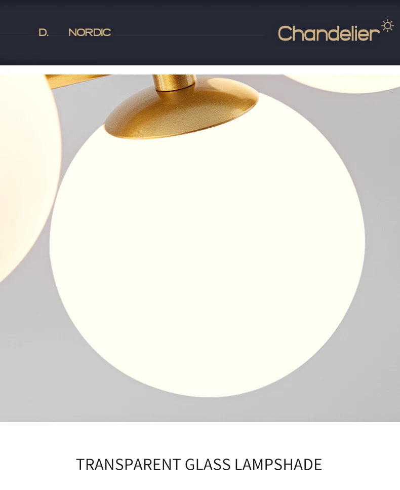 Nordic Modern LED Pendant Light with Glass Balls - Smarsty