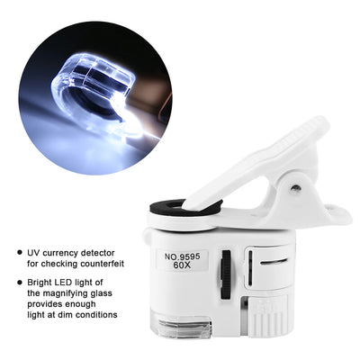 Mini Mobile Phone Clip Microscope with 60X Magnification - Smarsty