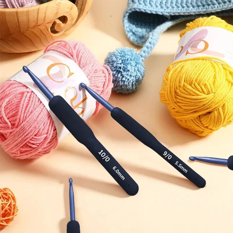 Blue Soft Handle Crochet Set for Comfortable Knitting - Smarsty