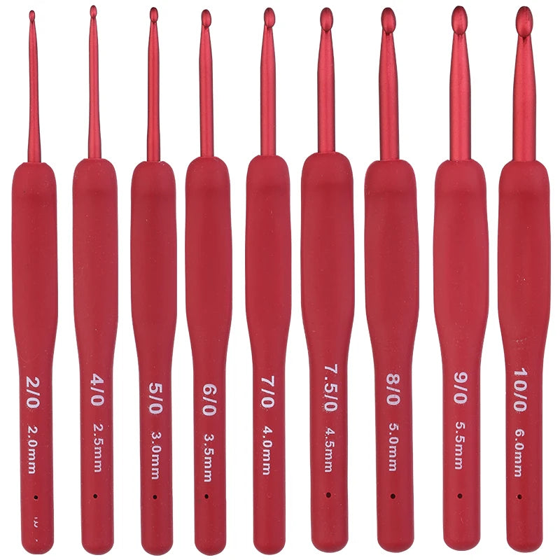 Ergonomic Red Crochet Hook Set for Beginners - Smarsty