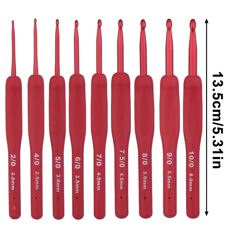 Ergonomic Red Crochet Hook Set for Beginners - Smarsty