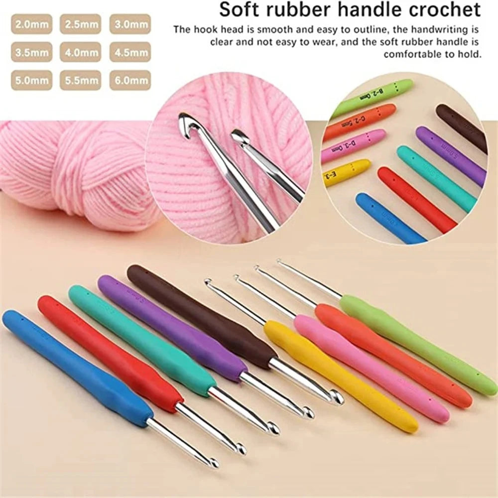 Versatile 9-Piece Crochet Hook Set with Soft Handles - Smarsty