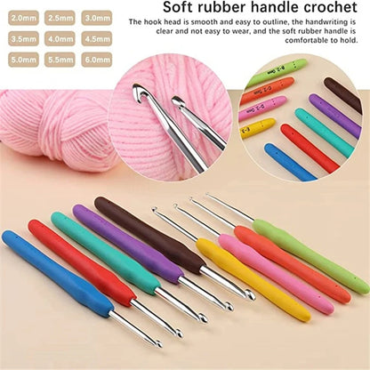 Versatile 9-Piece Crochet Hook Set with Soft Handles - Smarsty
