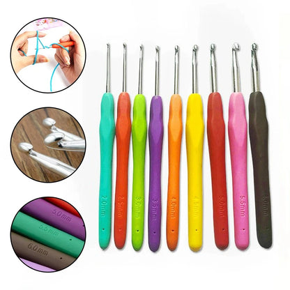 Versatile 9-Piece Crochet Hook Set with Soft Handles - Smarsty