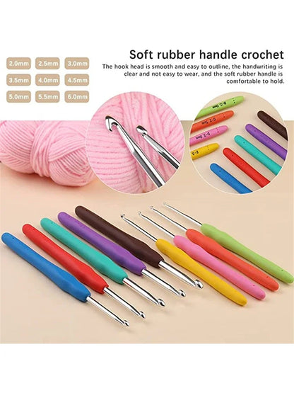 Versatile 9-Piece Crochet Hook Set with Soft Handles - Smarsty
