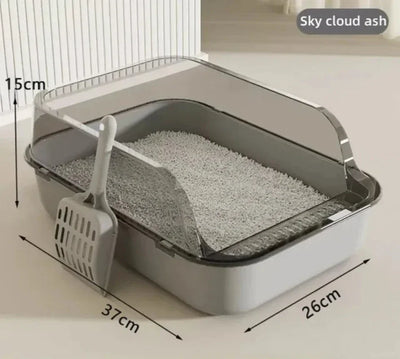 Semi-Enclosed Splashproof Kitty Litter Box for Easy Cleaning - Smarsty