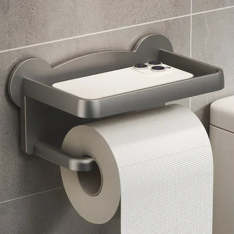 Modern Wall-Mounted Toilet Paper Holder with Storage Shelf - Smarsty