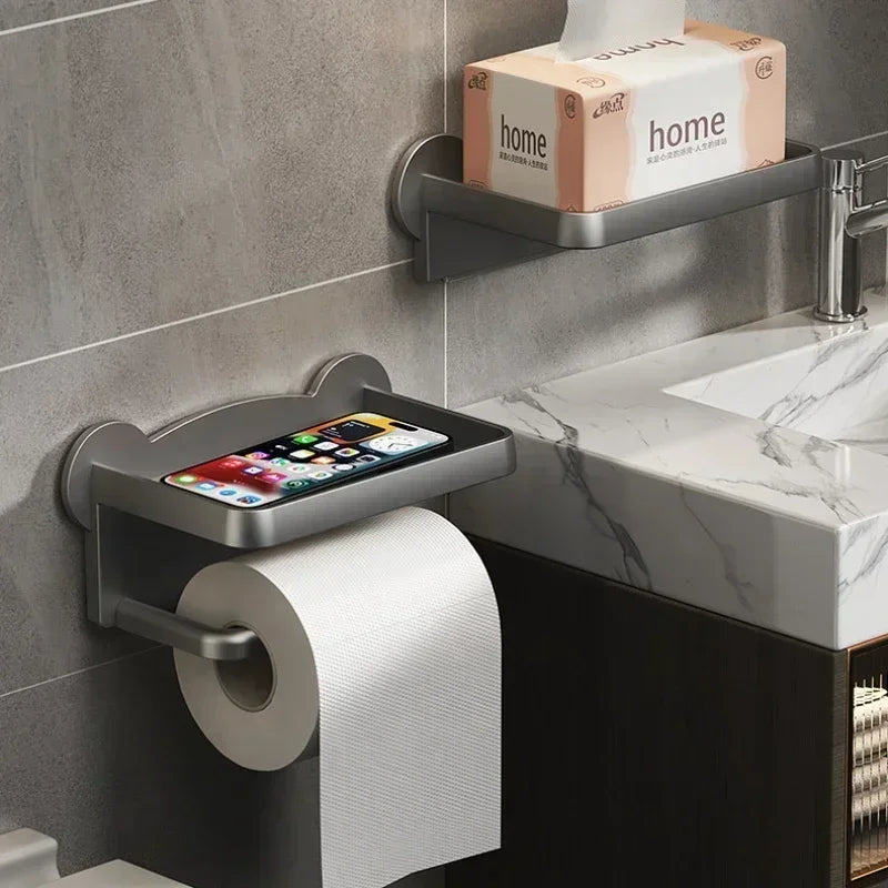 Modern Wall-Mounted Toilet Paper Holder with Storage Shelf - Smarsty