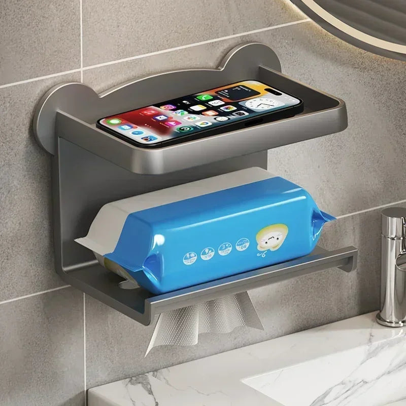 Modern Wall-Mounted Toilet Paper Holder with Storage Shelf - Smarsty