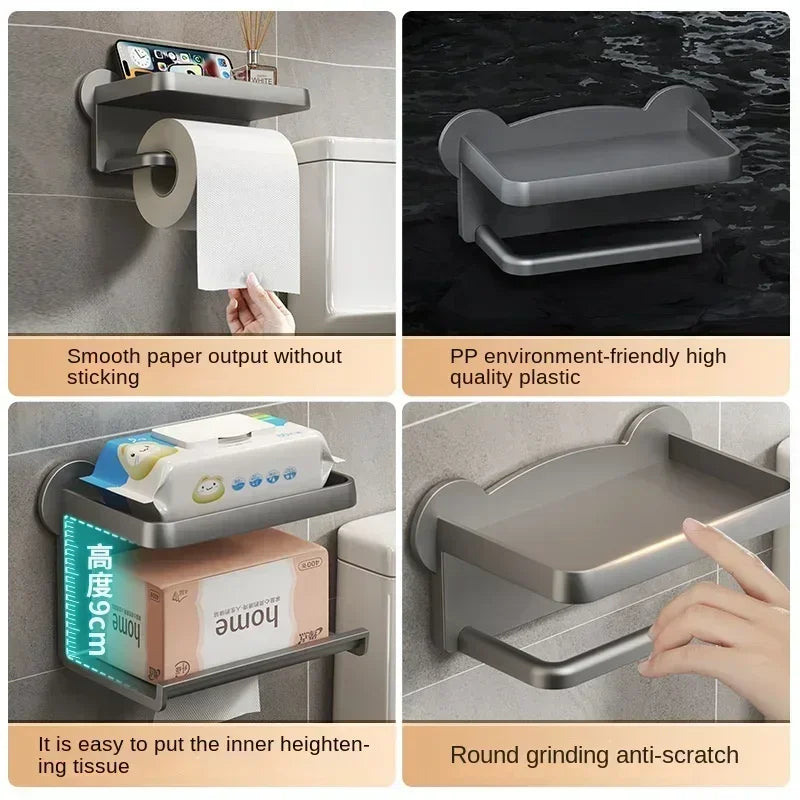Modern Wall-Mounted Toilet Paper Holder with Storage Shelf - Smarsty