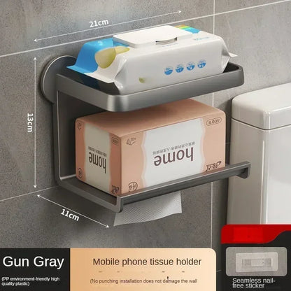 Modern Wall-Mounted Toilet Paper Holder with Storage Shelf - Smarsty