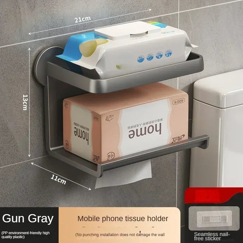 Modern Wall-Mounted Toilet Paper Holder with Storage Shelf - Smarsty