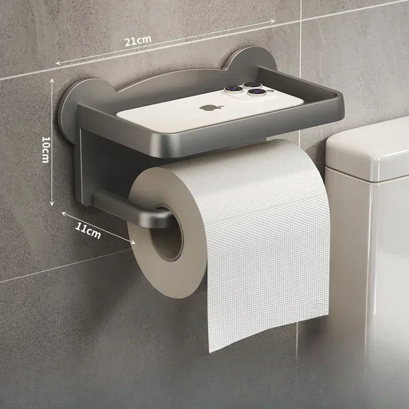 Modern Wall-Mounted Toilet Paper Holder with Storage Shelf - Smarsty