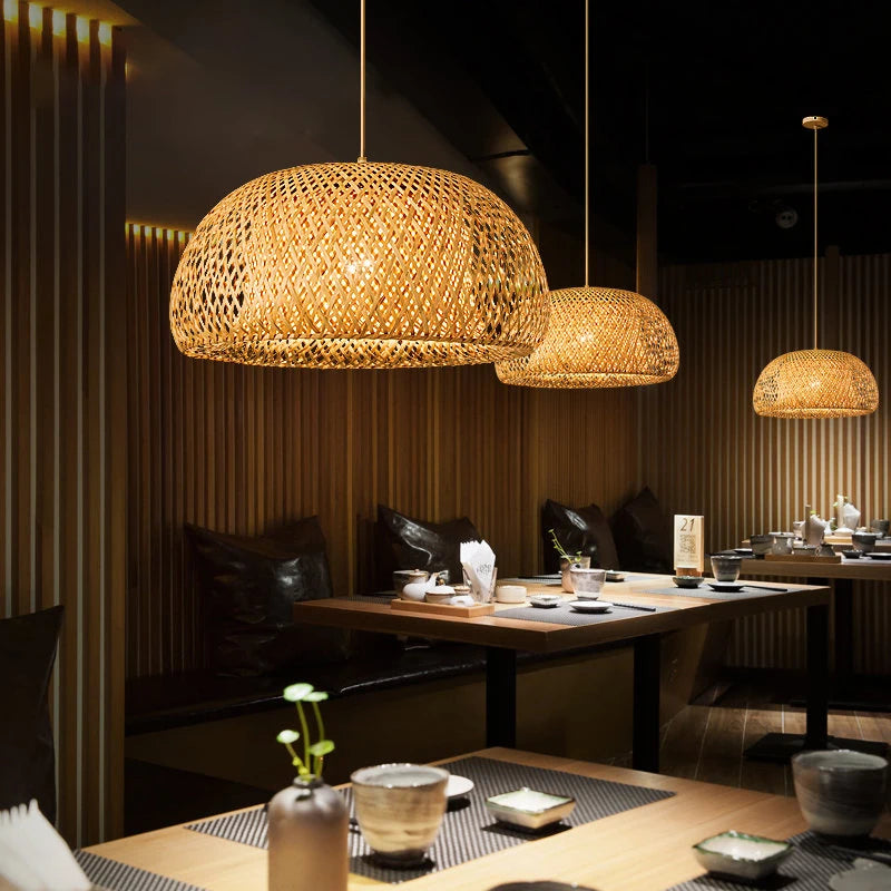 Hand Knitted Bamboo Pendant Lamp for Home Decor - Smarsty