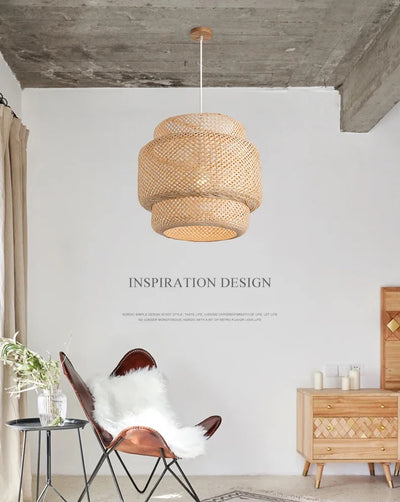 Hand Knitted Bamboo Pendant Lamp for Home Decor - Smarsty