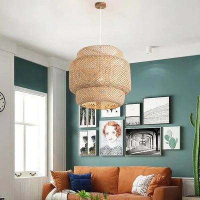 Hand Knitted Bamboo Pendant Lamp for Home Decor - Smarsty