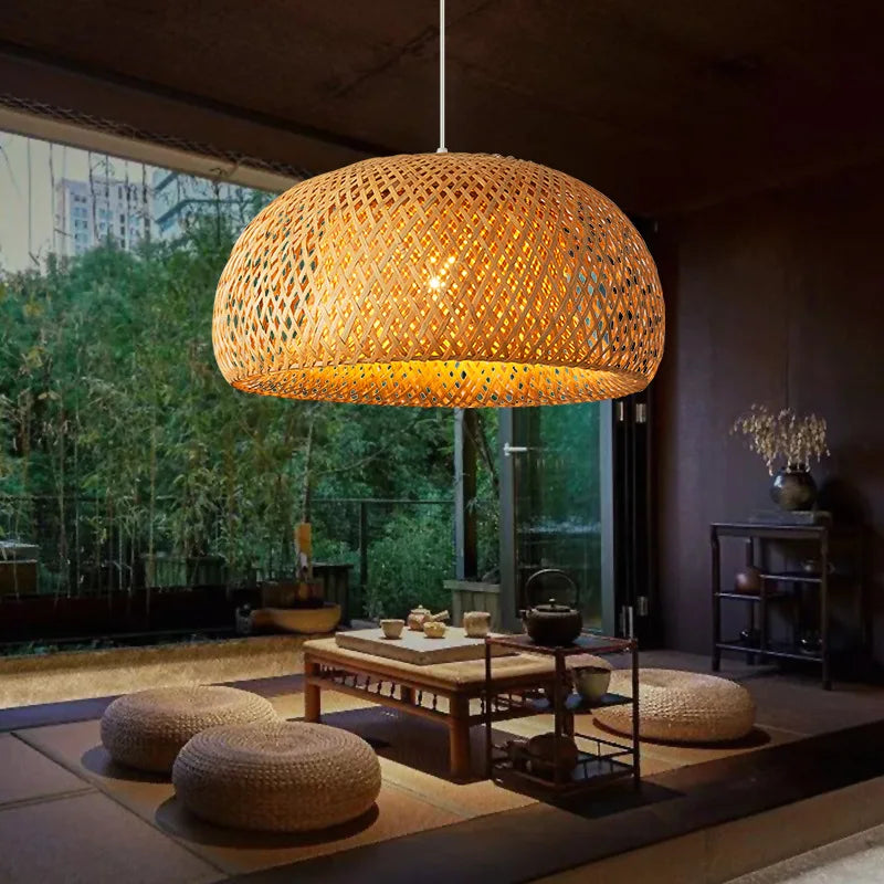 Hand Knitted Bamboo Pendant Lamp for Home Decor - Smarsty