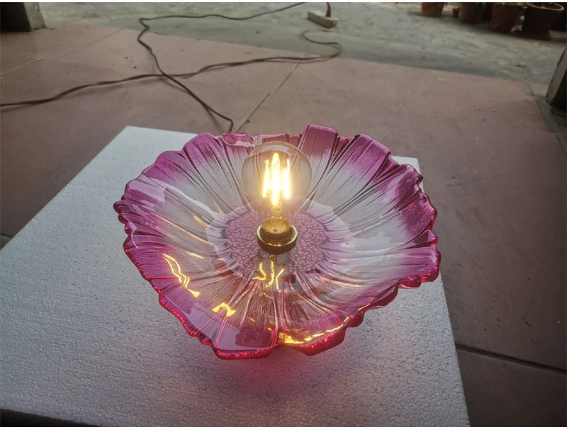 Vintage Flower Glass Pendant Light Fixture for Home Decor - Smarsty