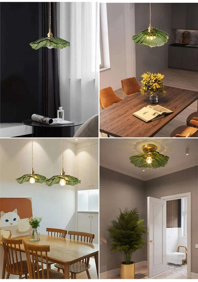 Vintage Flower Glass Pendant Light Fixture for Home Decor - Smarsty