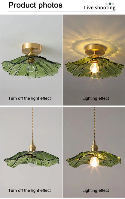 Vintage Flower Glass Pendant Light Fixture for Home Decor - Smarsty