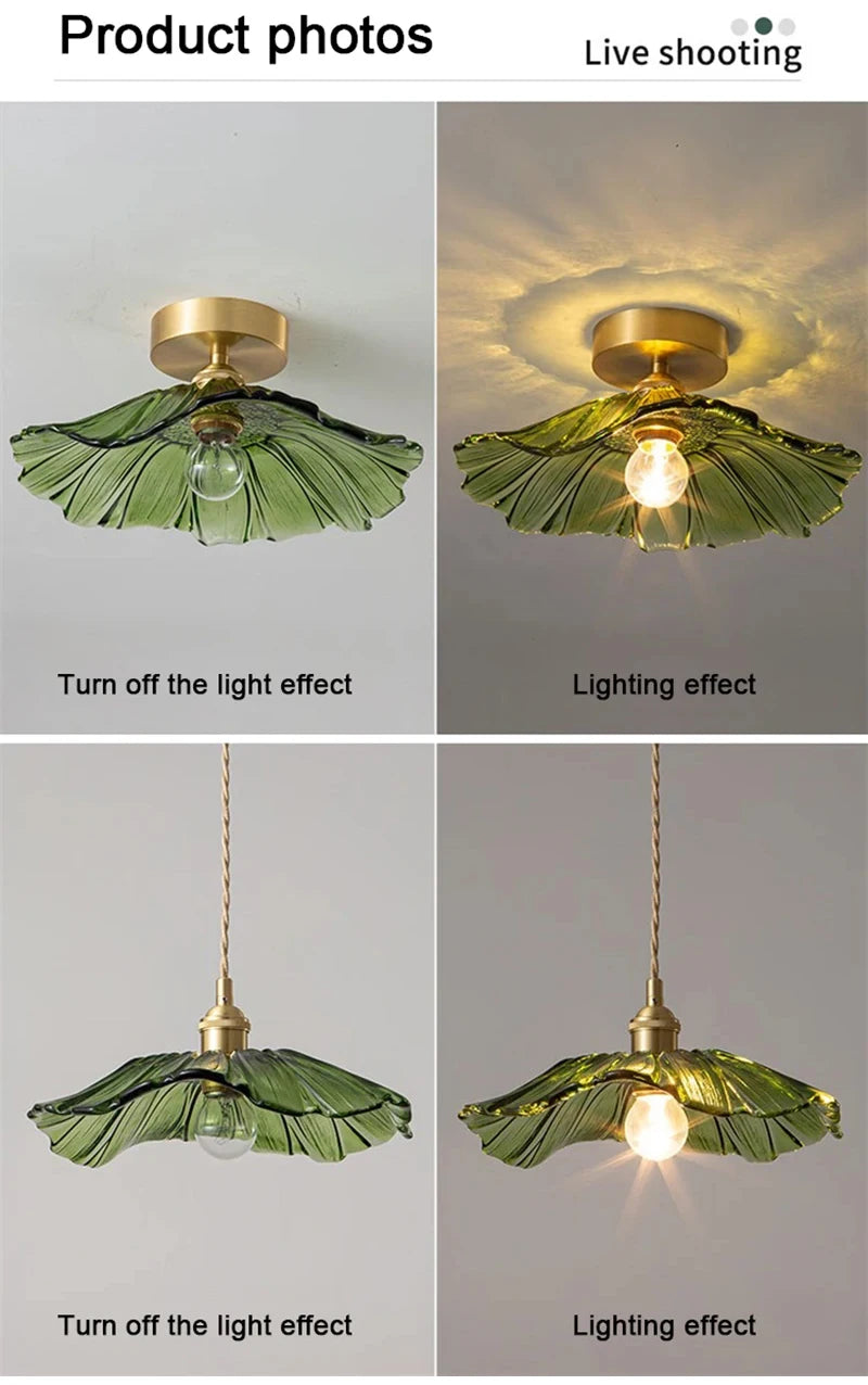Vintage Flower Glass Pendant Light Fixture for Home Decor - Smarsty