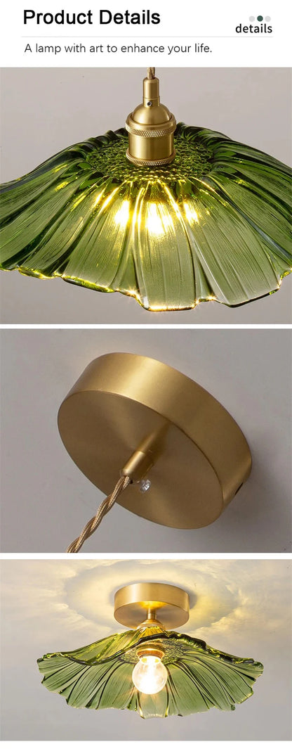Vintage Flower Glass Pendant Light Fixture for Home Decor - Smarsty